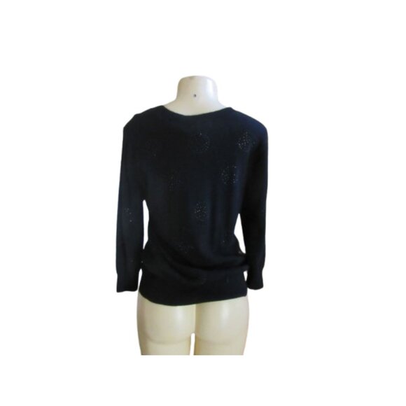 NWT Peck & Peck Black Cashmere Sweater w Embellished Design Size L - Picture 6 of 7
